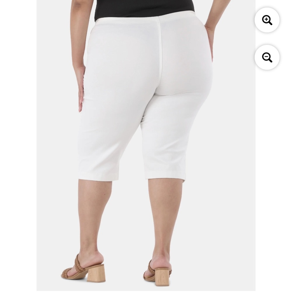 Just My Size Women’s Plus White Pull On Bling Tab Capris Size 0X 14W NWT - Picture 5 of 9